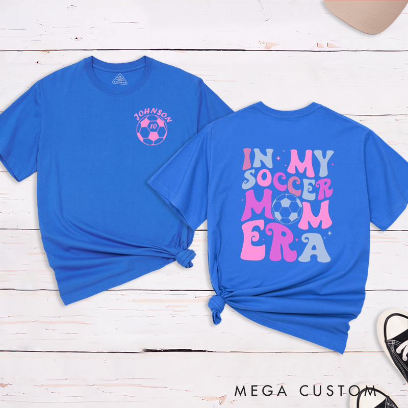 Personalized Soccer Mom T-Shirt with Custom Name, Number, and Fun Graphic Design