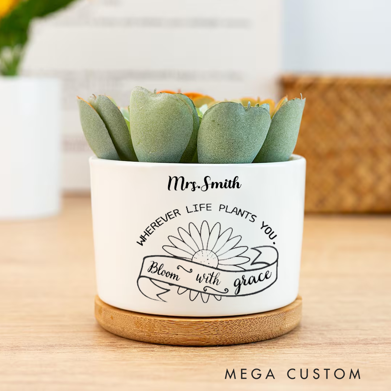 Personalised Inspiring Ceramic Plant Pot Custom Graduation Appreciation Gift for Teacher