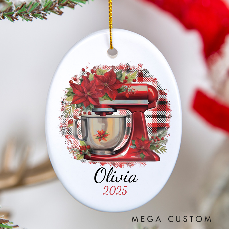 Personalized Baking Mixer Christmas Ornament Chefs Baking Ornament with Name Xmas Tree Ornament Baker 2025 Christmas Gift Baking Lover Gift