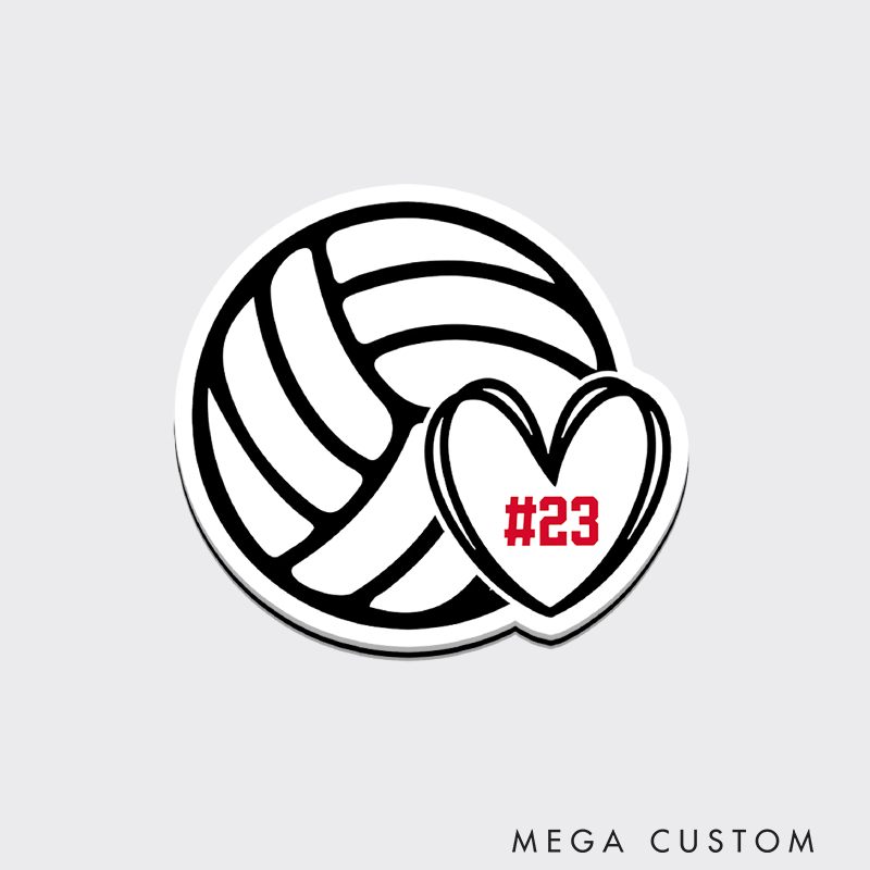 Personalized Volleyball Heart Number Design Fridge Magnets with Custom Number