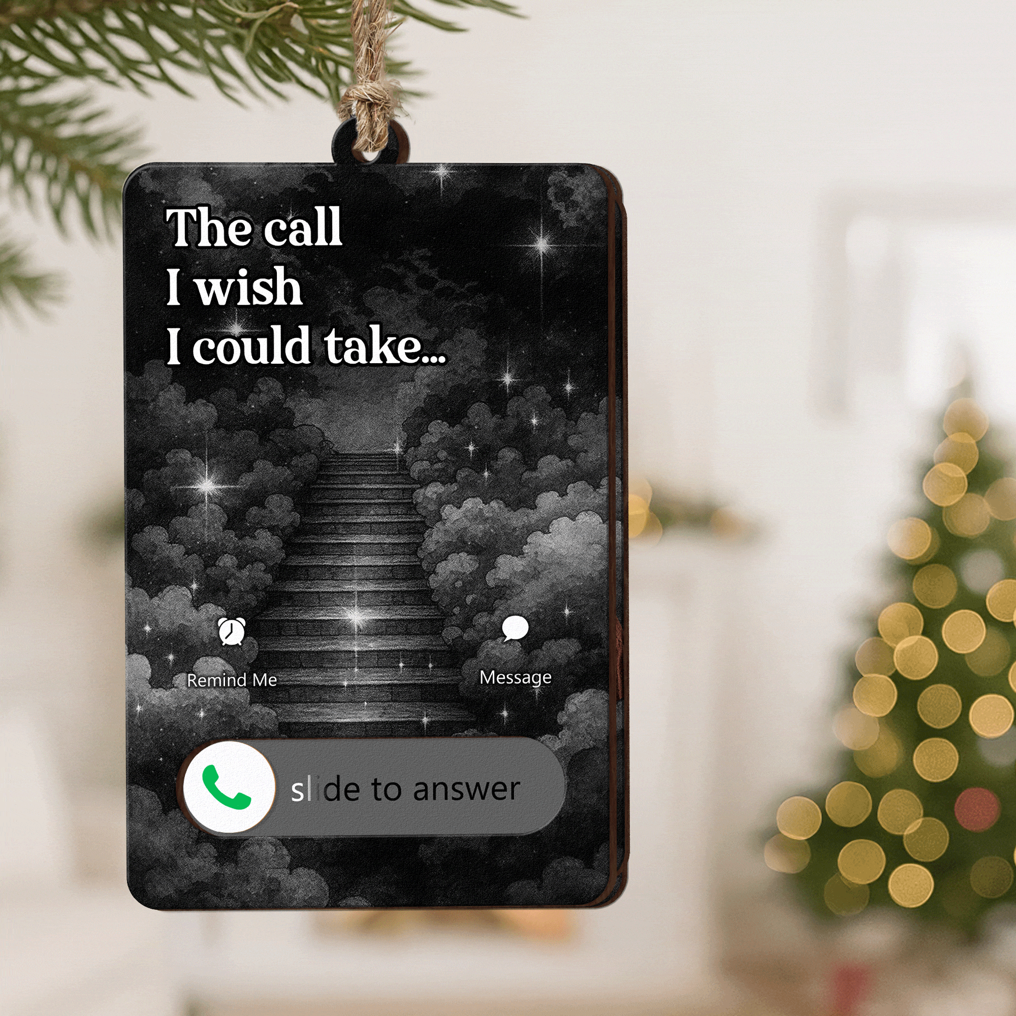 Personalized Wooden Slider Photo Ornament The Call I Wish I Could Take Memorial Gifts Christmas Ornament