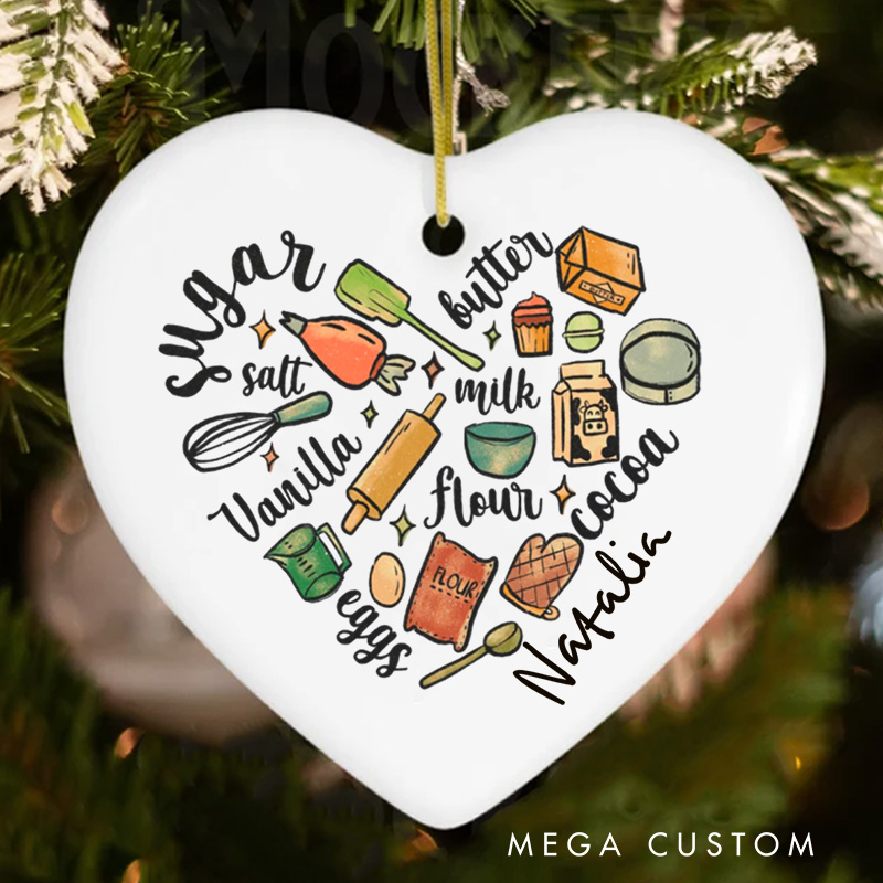 Personalized Baker Christmas Ornament Bakery Heart Xmas Ornament Baker Gift Baking Lover Gift Baking Gift