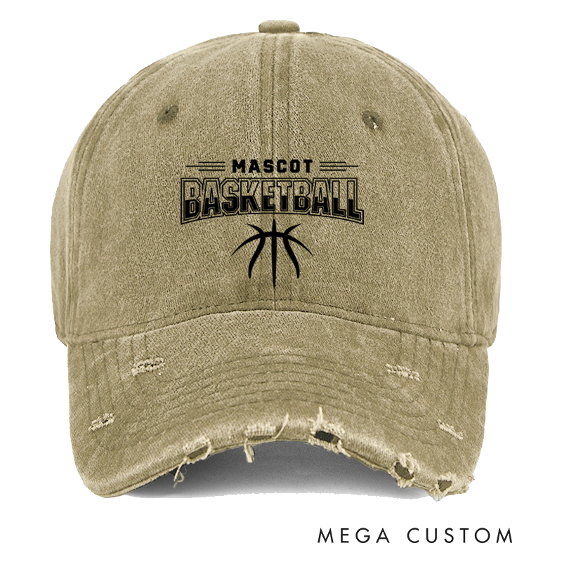 Personalized Mascot Basketball Distressed Cap with Custom Team Design