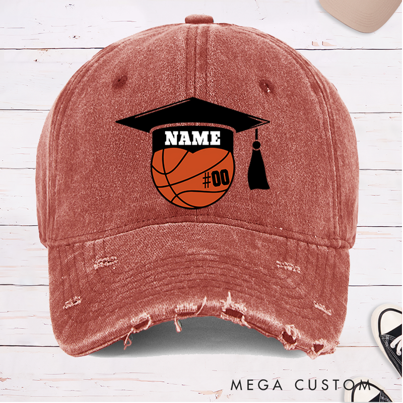 Personalized Graduation Basketball Cap with Custom Name and Number Design