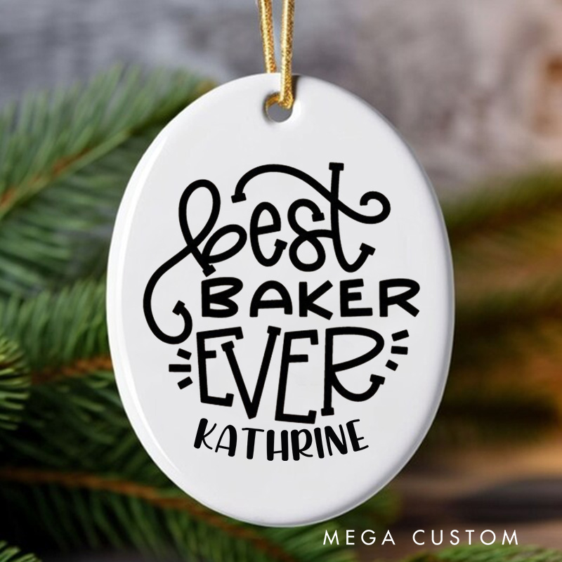 Personalized Best Baker Ever Christmas Ornament Ornament with Name Xmas Tree Decoration for Baker 2025 Christmas Gift Baking Lover Gift