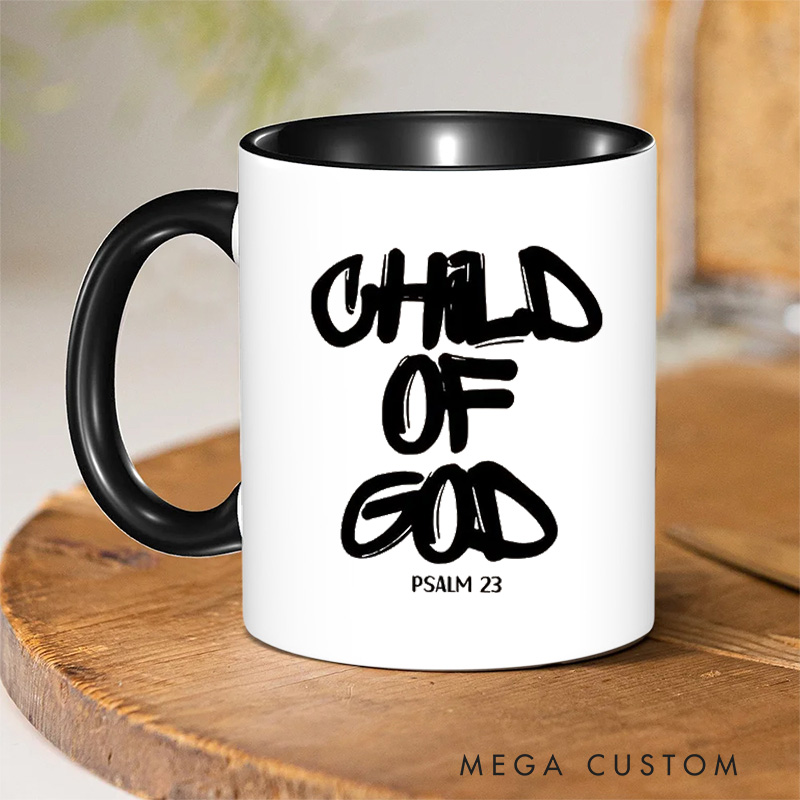Personalized Child of God Ceramic Inner Color Mug with Name Graffiti Style Bible Verse Ceramic Mug Religious Gift Birthday Gift for Christians
