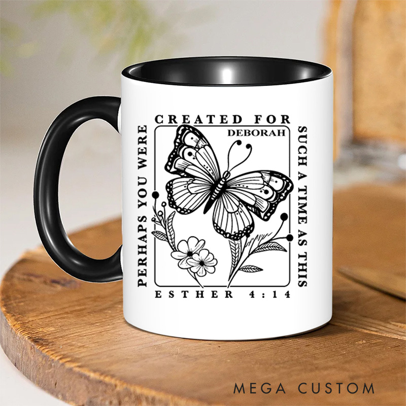 Personalized Esther 4:14 Bible Verse Inner Color Ceramic Mug with Name Birthday Christmas Gift for Christians 