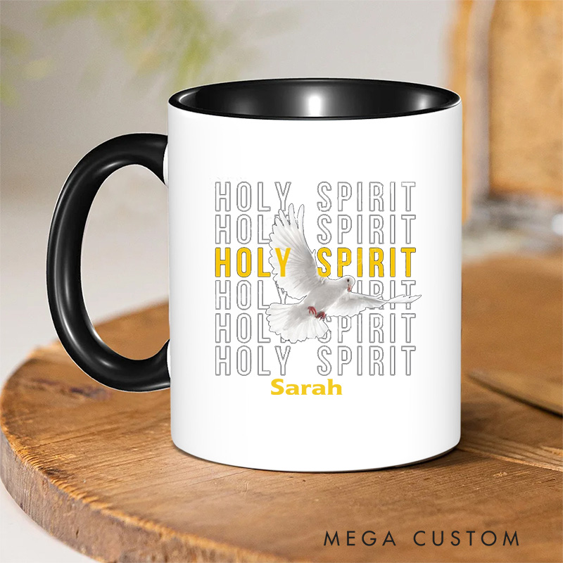 Personalized Holy Spirit Bible Verse Inner Color Ceramic Mug with Name Birthday Religious Inspirational Gift for Christian