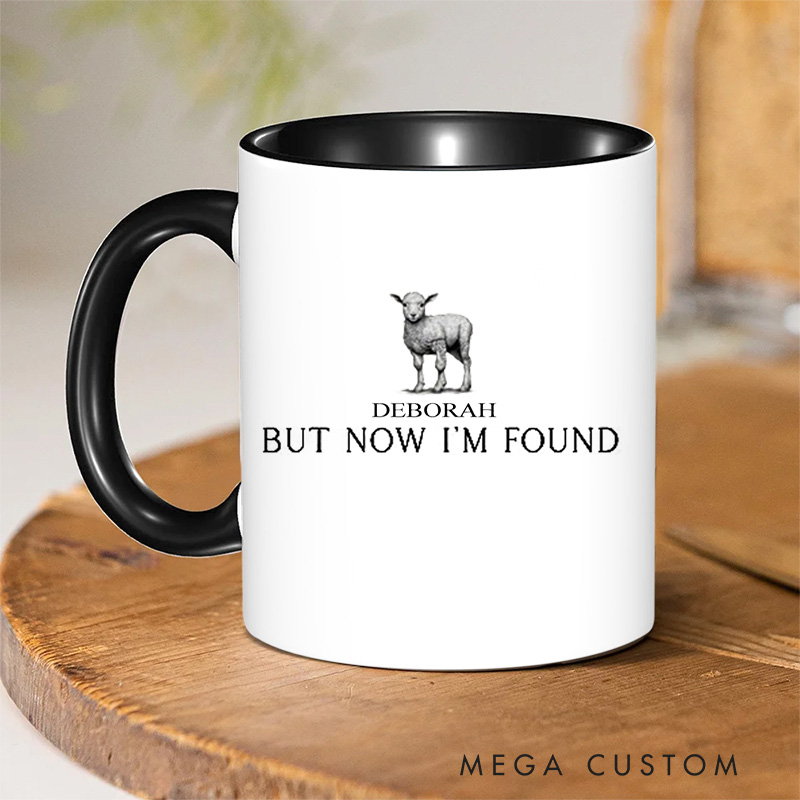 Personalized But Now I'm Found Bible Verse Inner Color Ceramic Mug with Name Birthday Religious Inspirational Gift for Christian