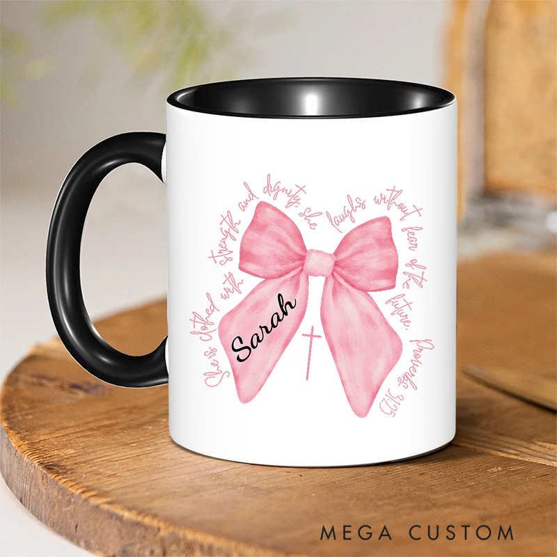 Personalized Watercolor Classic Inner Color Ceramic Mug with Name Birthday Christmas Gift for Christians Best Gift for Christians