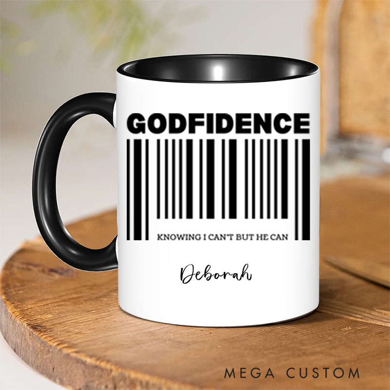 Personalized Christian Godfidence Coffee Mug with Name Birthday Religious Baptism Gift for Family Friends Christians