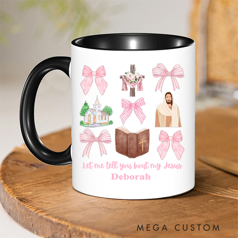 Personalized Cross Bible Jesus Bible Verse Christian Inner Color Ceramic Mug with Name Religious Gift Birthday Gift for Christian
