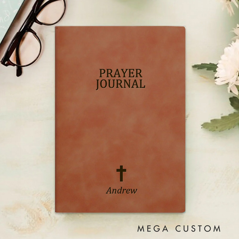 Personalized Prayer Journal Leather A5 Notebook with Name Faith Journal Birthday Christmas Gift Graduation Gift for Christians