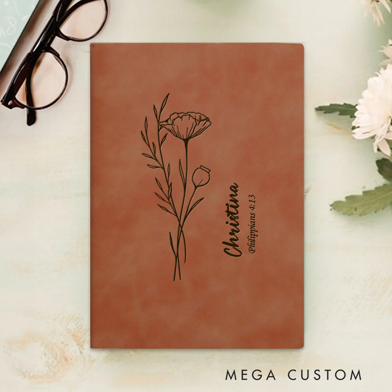 Personalized Floral Spiritual Journal A5 Notebook with Name Christian Notebook Graduation Gift Christmas Easter Gift for Women