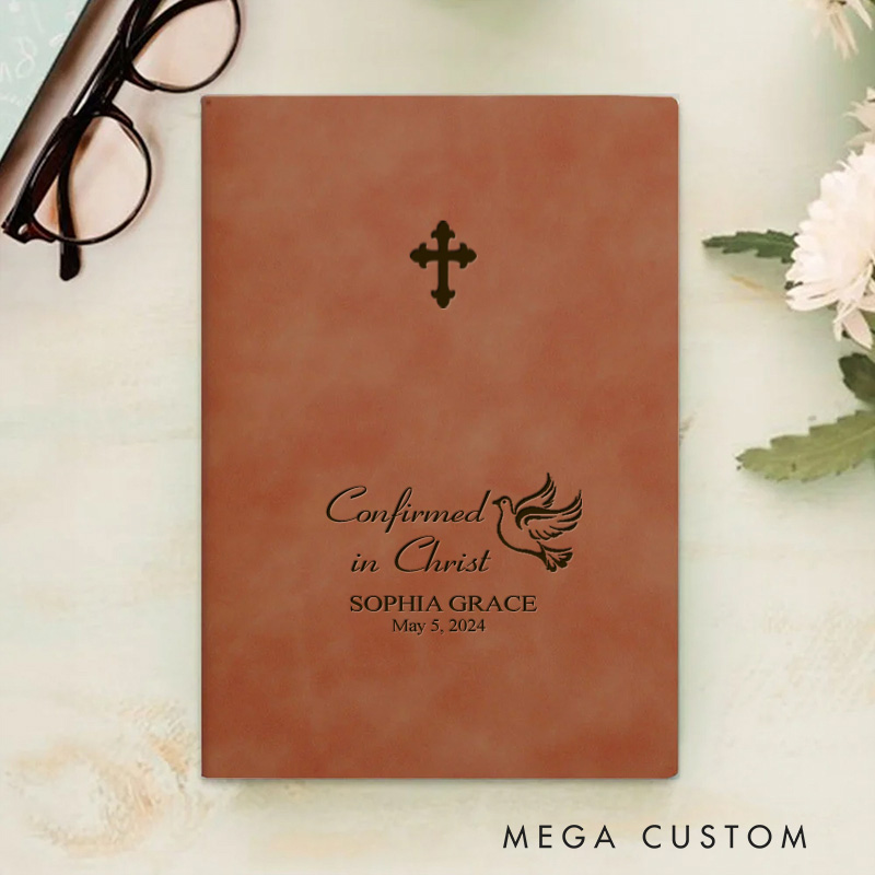 Personalized Holy Bible with Cross and Dove Prayer Journal A5 Notebook with Name and Date Religious Confirmation Gift for Men and Women Easter Gift