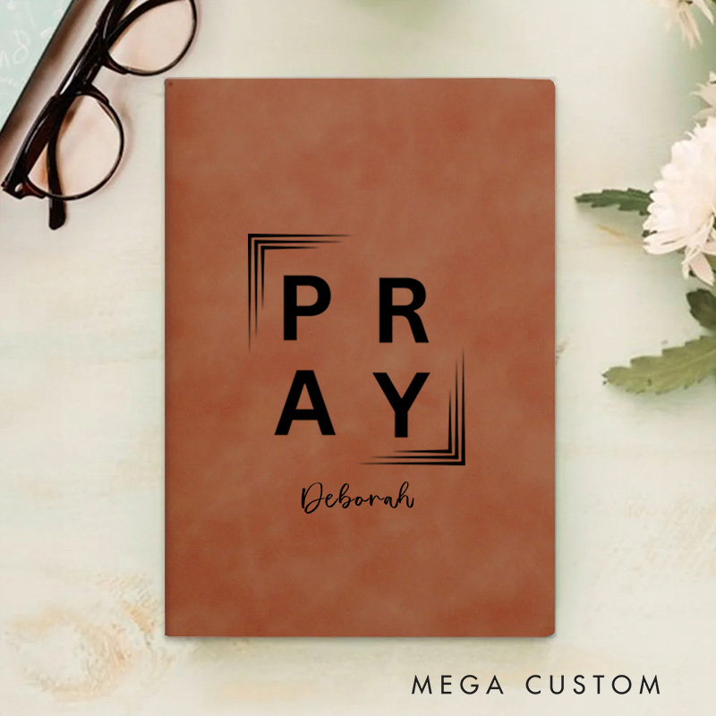 Personalized Multicolor Christian Theme Pray A5 Sheepskin Suede Notebook with Name Baptism Birthday Gift for Christians