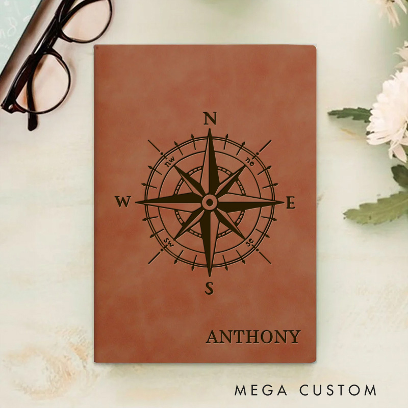 Personalized Compass Prayer Journal Leather A5 Notebook with Name Leather Priest Religious Journal Priest Gift for Catholic Christian Gifts Men Women