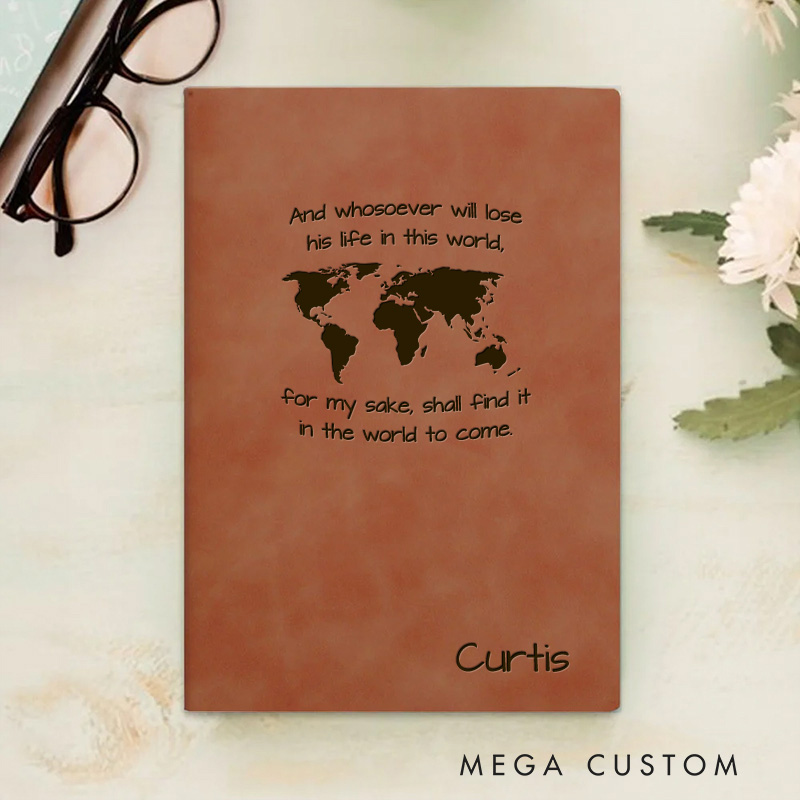 Personalized And Whosoever Will Lose Prayer Journal Leather A5 Notebook with Name Missionary Travel Journal Christian Baptism Gift Missionary Gift