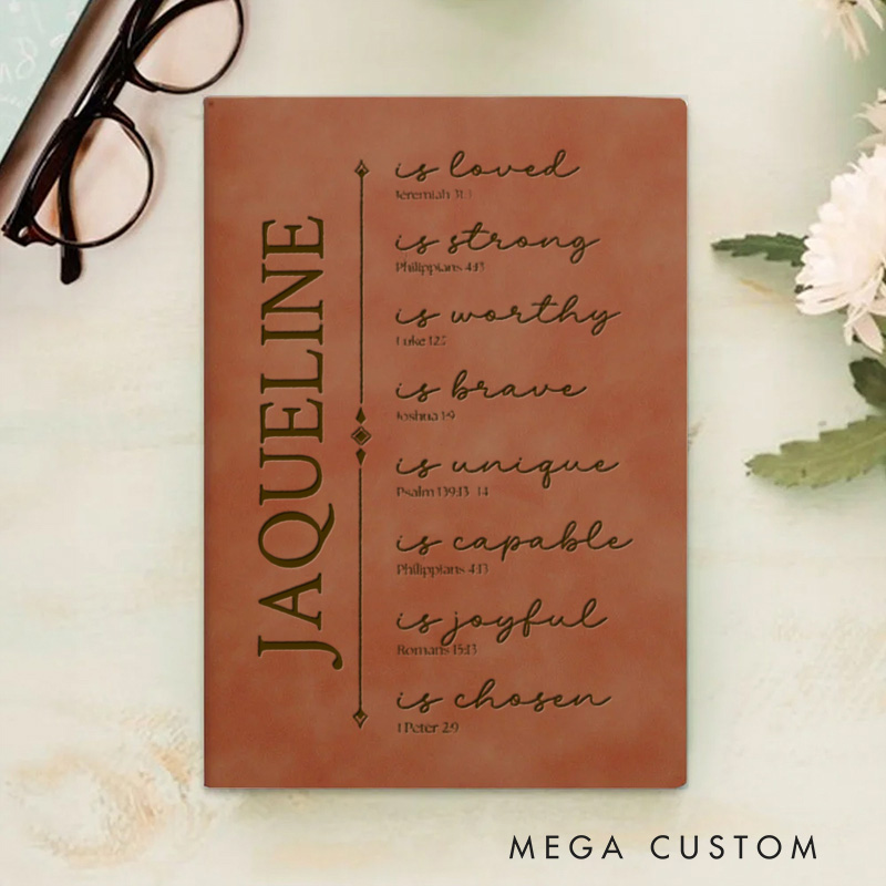 Personalized Bible Verse Prayer Journal Leather A5 Notebook with Name for Women Christian Gift Religious Gift Affirmations Gift Confirmation Gift