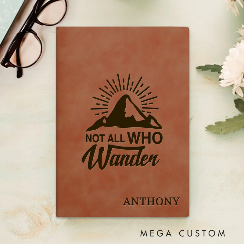 Personalized Not All Who Wander Prayer Journal Leather A5 Notebook with Name Leather Priest Religious Journal Priest Gift for Catholic Christian Gifts
