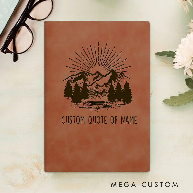 Personalized Mountain and Sunrise Bible Verse Journal Leather A5 Notebook with Name Religious Christian Quote Gift Back to School Gift Church Gift