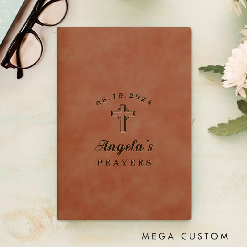 Personalized First Communion Prayer Journal Leather A5 Notebook with Name Religious Bible Study Gift First Communion Gifts Confirmation Gift