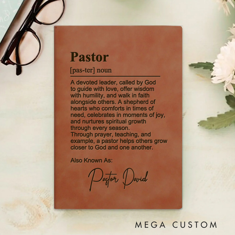 Personalized Pastor Journal Leather A5 Notebook with Name Custom Pastor Appreciation Gift Pastor Anniversary Gift New Pastor Gift Pastor Leaving Gift