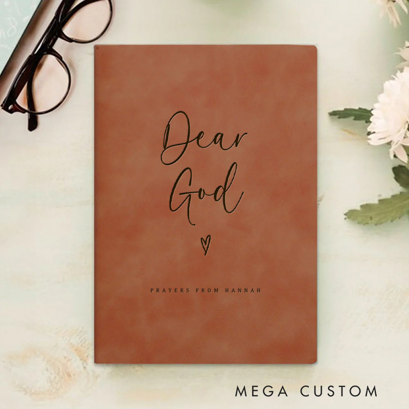 Personalized Dear God Prayer Journal for Women Leather A6 Notebook with Name Custom Religious Faith Journal Baptism Gift Christian Gift for Mom