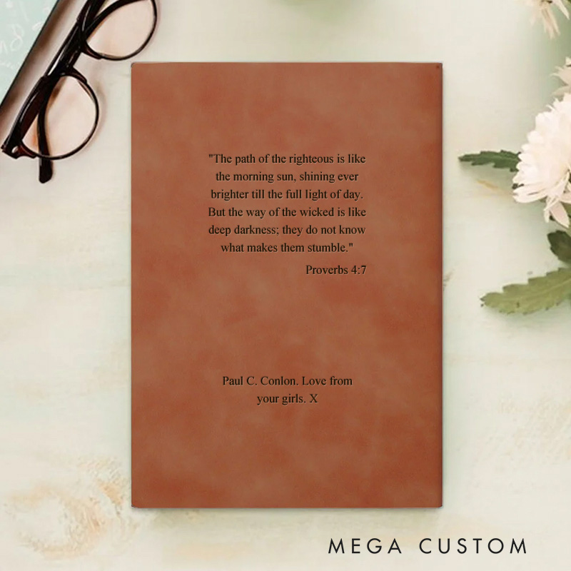 Personalized Cross Daily Prayer Journal Leather A5 Notebook with Name Christian Gift for Men Women Religious Bible Verse Gift Pastor Notebook Gift