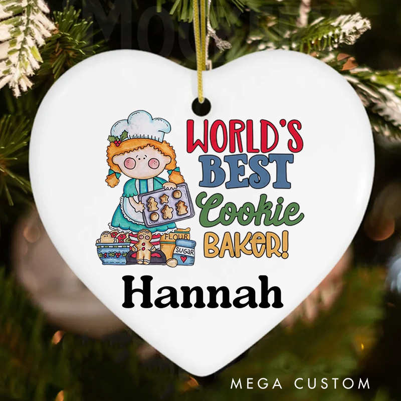 Personalized World's Best Cookie Baker Christmas Ornament Girl's Baking Ornament with Name Xmas Tree Decor Baker 2025 Christmas Gift Baking Lover Gift