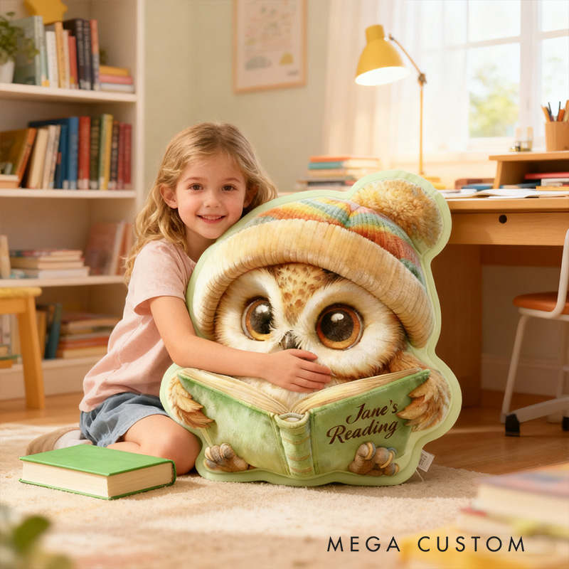Personalized Funny Pillow Christmas Graphic 3D Print Owl's Reading Custom Name Gift for Reading Lovers