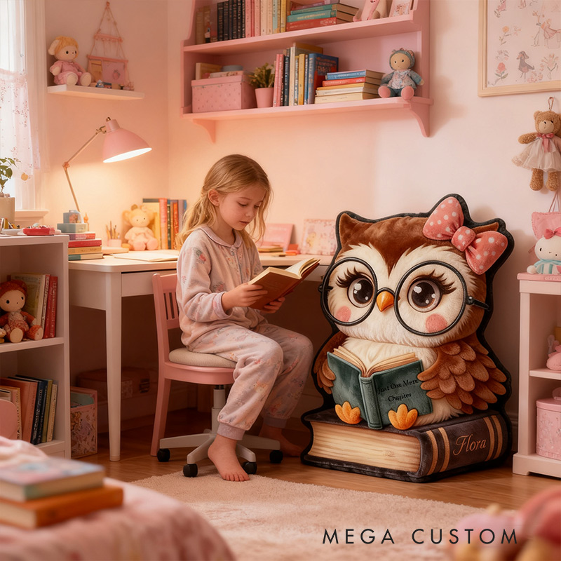 Personalized Funny Pillow Christmas Graphic 3D Print Owl Read One More Chapter Custom Name Gift for Reading Lovers