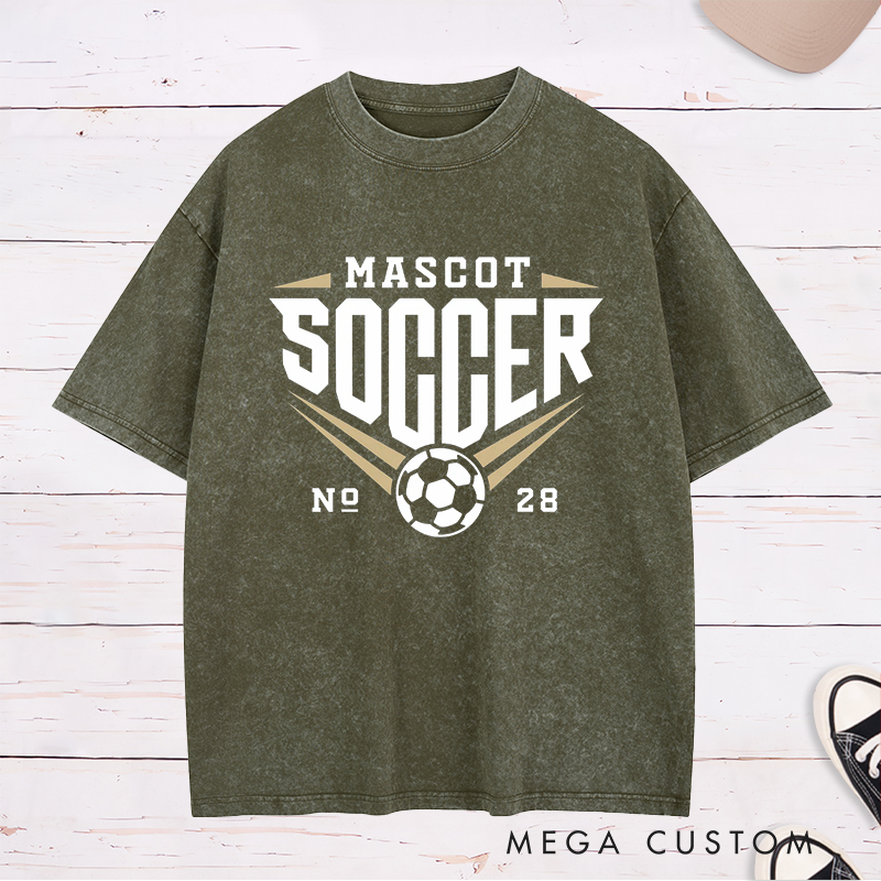 Personalized Soccer Washed T-Shirt with Team Name and Number