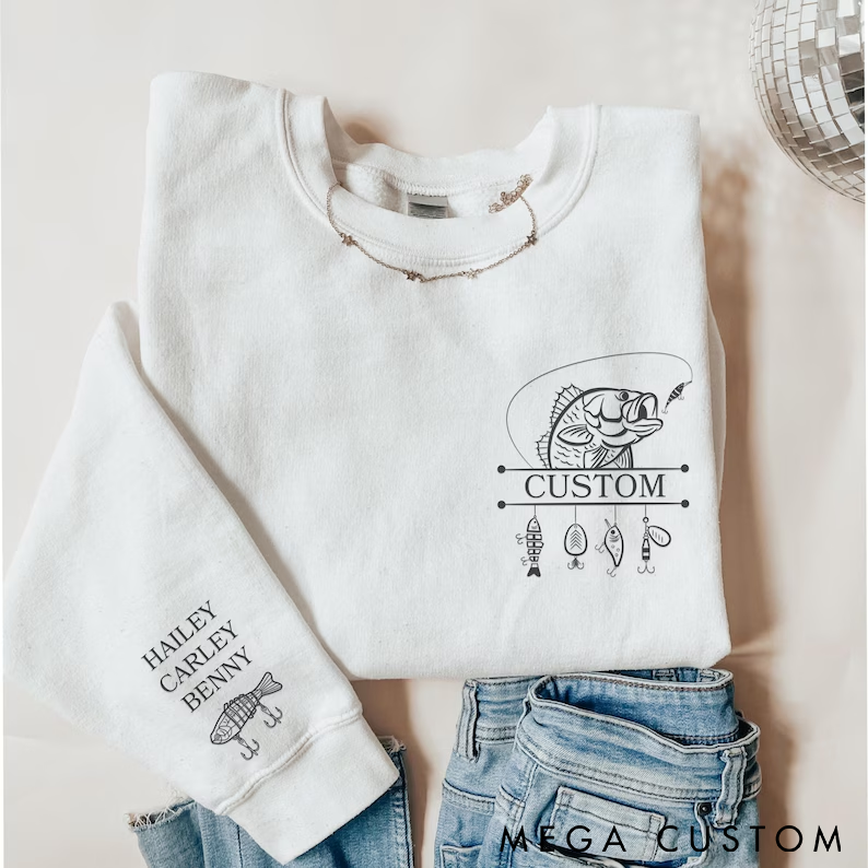 Personalized Fishing Sweatshirt Fishing Lover Sweatshirt Custom Name Design Comfortable Outdoor Apparel for Fishing Enthusiasts and Unique Gift Idea