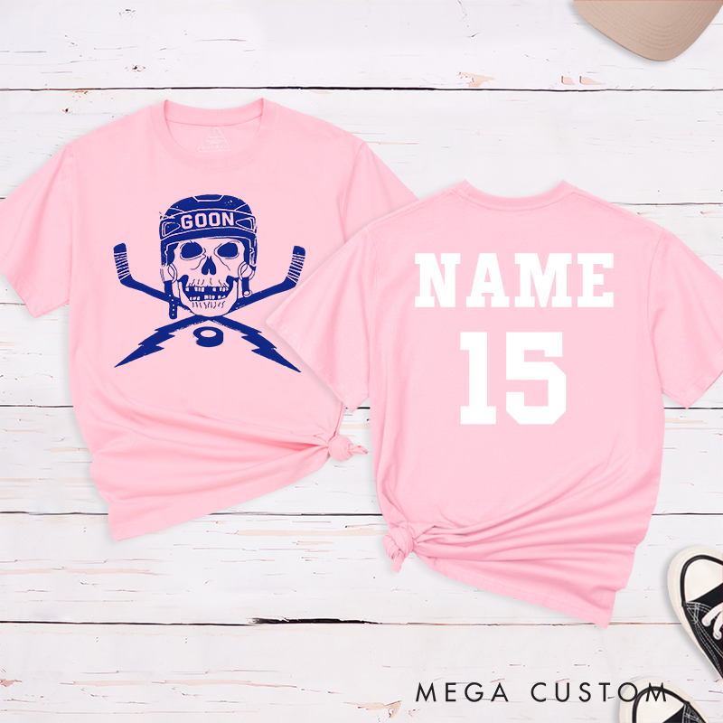 Personalized "Goon Skull" Hockey T-Shirt with Custom Name and Number