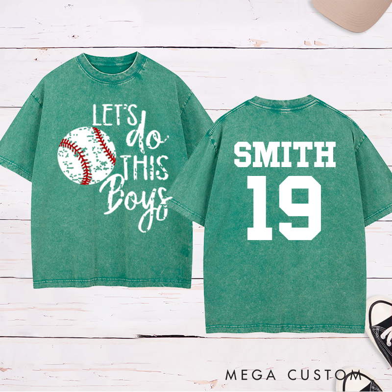 Personalized "Let's Do This Boys" Baseball Washed T-Shirt with Custom Name and Number