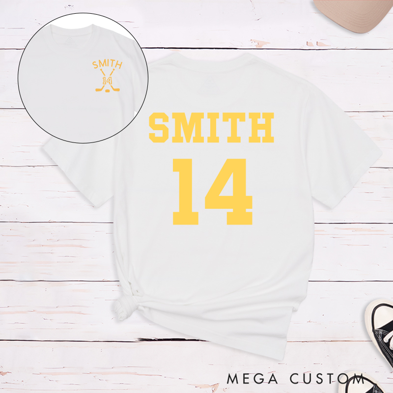 Personalized Ice Hockey T-Shirt With Custom Name and Number