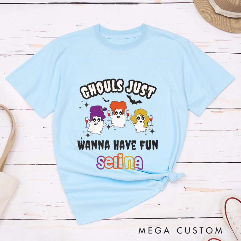 Personalized Halloween Party Booys and Ghosts Funny T-Shirt Couple Halloween Matching T-Shirt 
