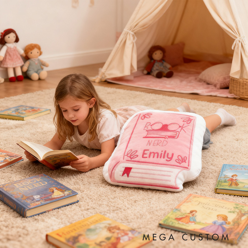 Personalized Funny Pillow Christmas Graphic 3D Print Book Nerd Custom Name Gift for Reading Lovers