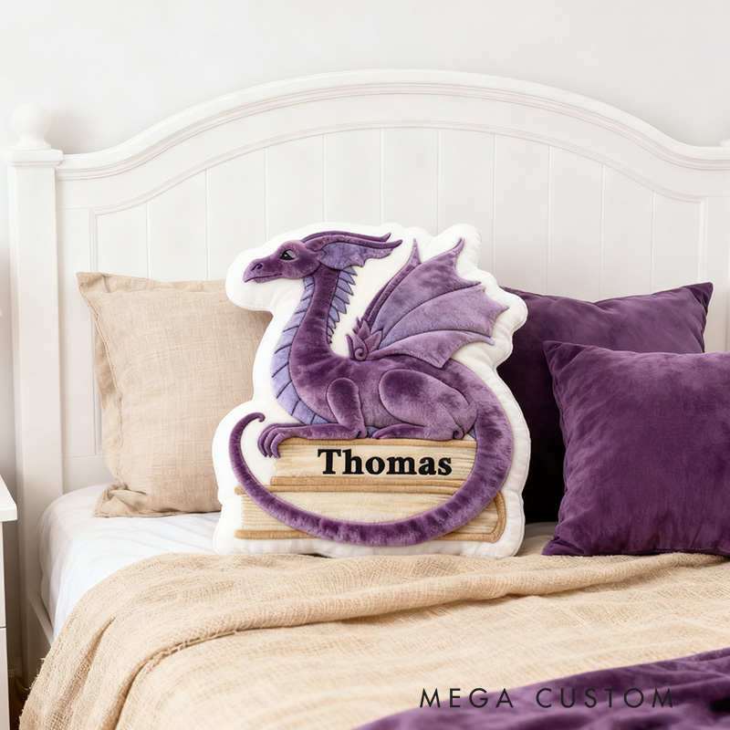 Personalized Dragon Book Pillow Christmas Graphic 3D Custom Name Gift for Reading Lovers