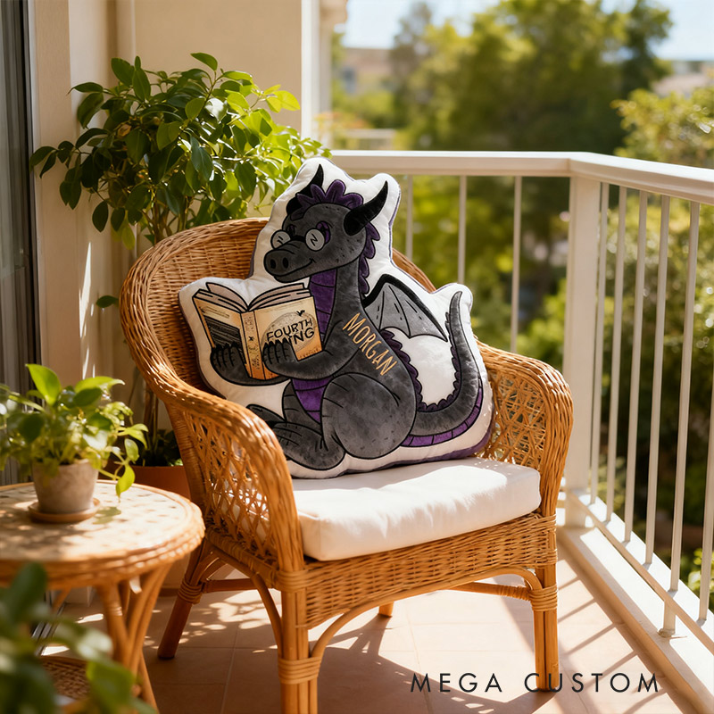 Personalized Funny Pillow Christmas Graphic 3D Print Dinosaur Reading Custom Name Gift for Reading Lovers