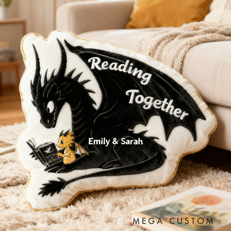 Personalized Funny Pillow Christmas Graphic 3D Print Reading Together Custom Name Gift for Reading Lovers