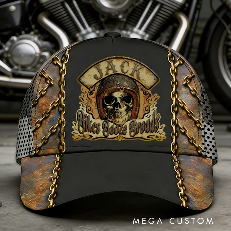 Personalized Racing Enthusiast Full-Print Cap Rock and Rider Design Biker Gifts