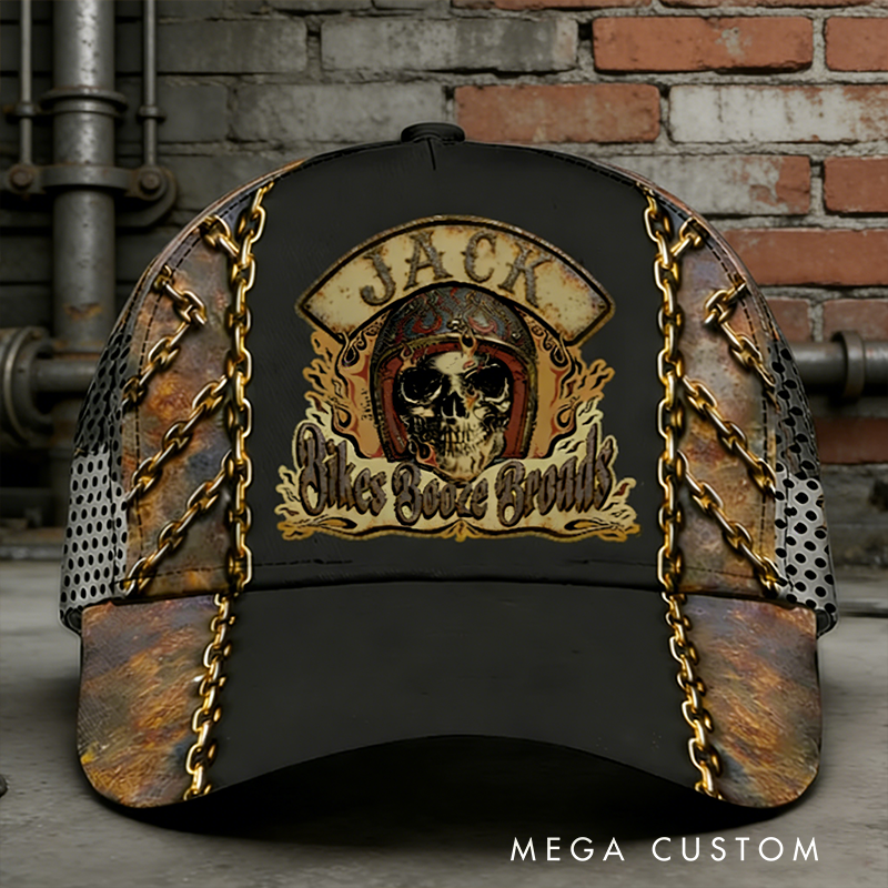 Personalized Racing Enthusiast Full-Print Cap Rock and Rider Design Biker Gifts