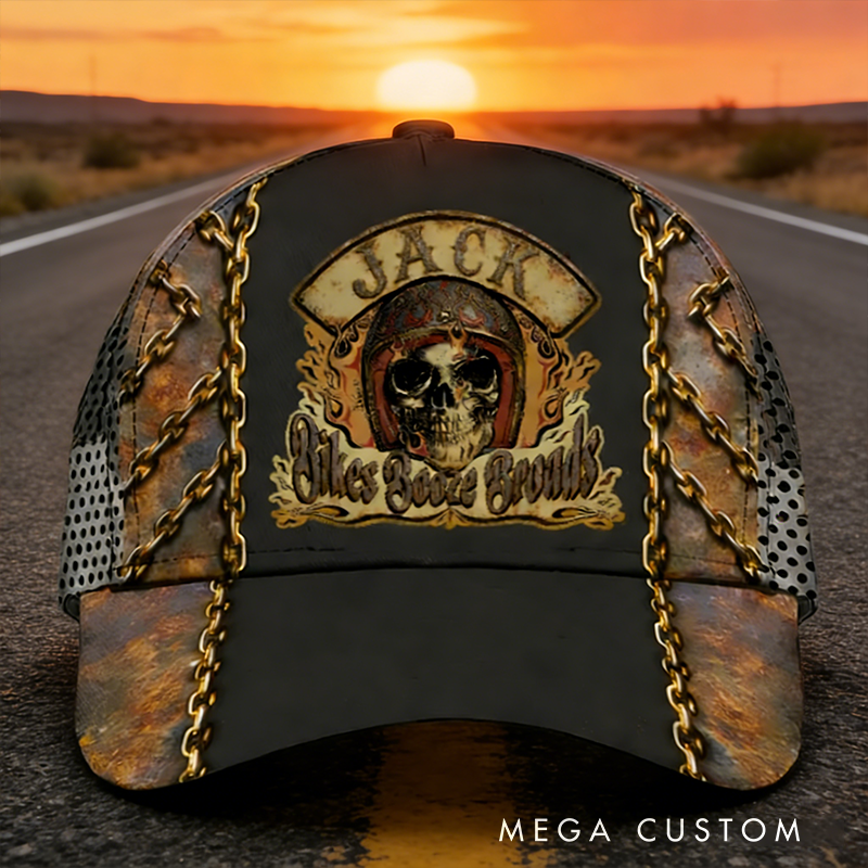 Personalized Racing Enthusiast Full-Print Cap Rock and Rider Design Biker Gifts