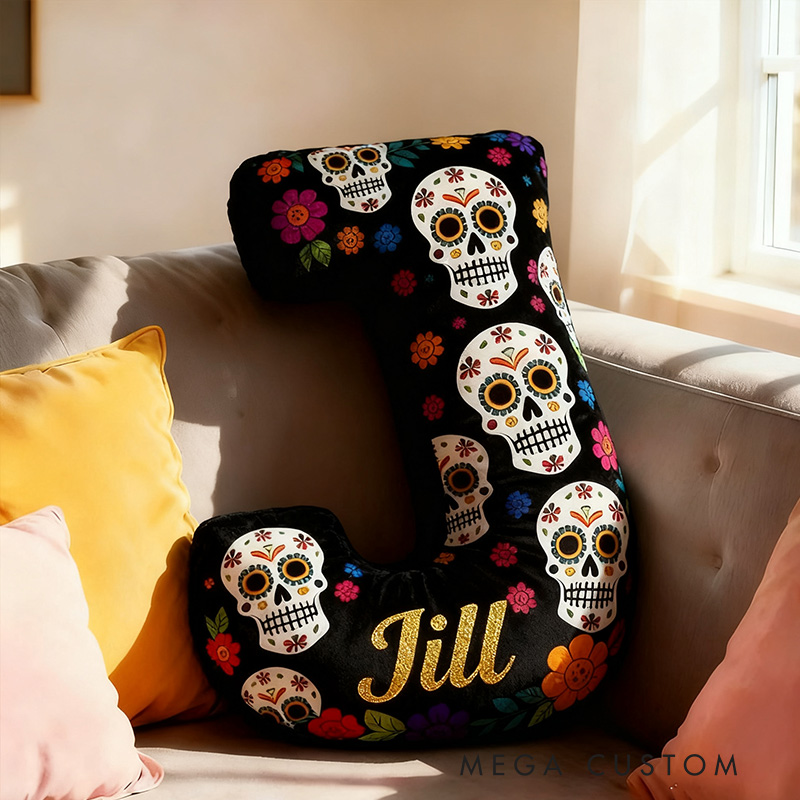 Personalized Funny Pillow Christmas Graphic 3D Print Flowers The Day of the Dead Holiday with Custom Name