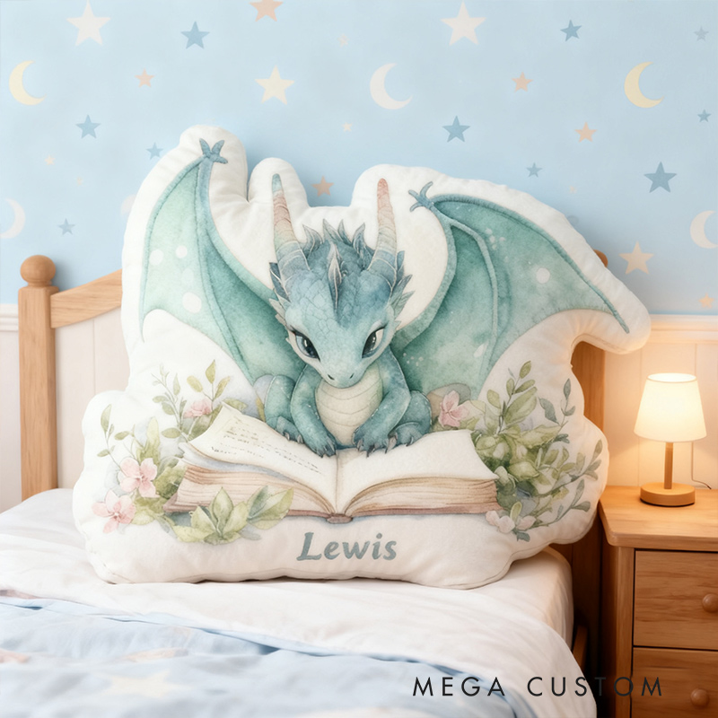 Personalized Funny Pillow Christmas Graphic 3D Print Green Reading Dragon Gift for Reading Lovers