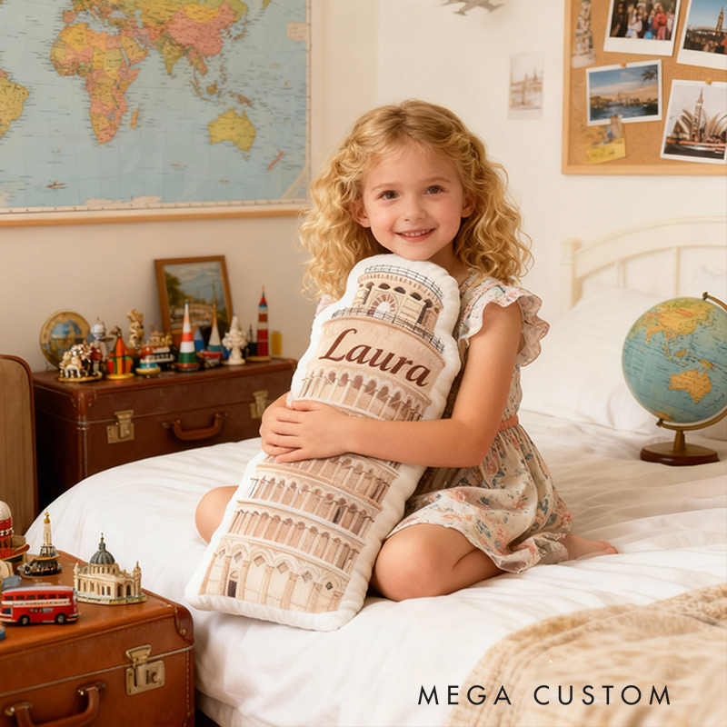 Personalized Funny Pillow Christmas Graphic 3D Print Leaning Tower of Pisa Travel Destination for Travel Lovers