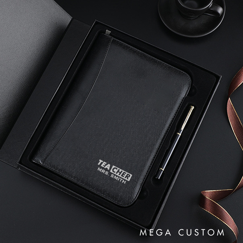 Personalized Teacher Notebook A5 PU Leather Zipper Notebook Cool Teacher Design Teacher Appreciation Gift