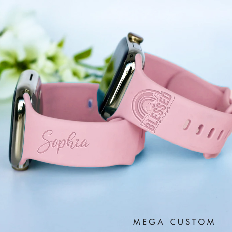 Personalized Blessed Nurse Themed Apple Watch Band Engraved Apple Watch Band Custom Name Watch Band